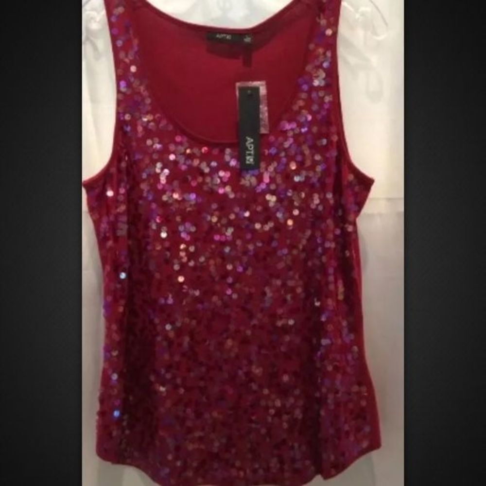 Burgandy iridescent sequin top